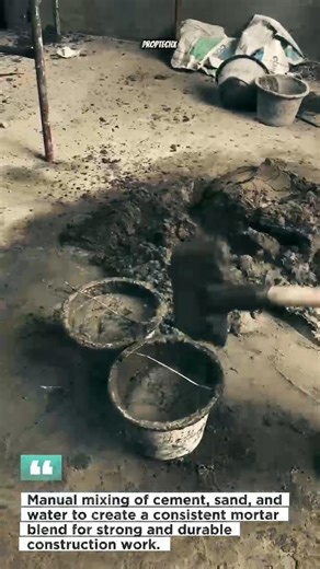 Hand-Mixed Cement Mortar Process #Construction #Masonry #Concrete