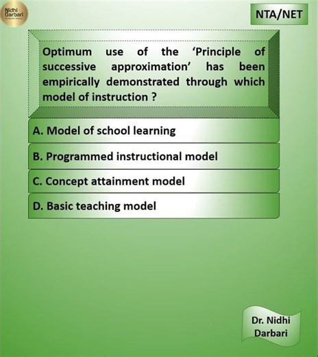 Dr. Nidhi Darbari/Optimum use of the ‘Principle of successive approximation’ has been empirically