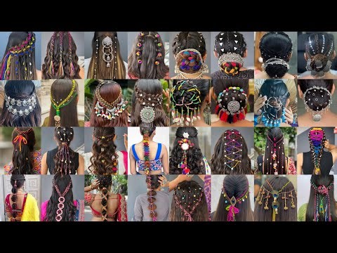 navratri hairstyle,viral trend,boho hair string Navratri trending hairstyle 2025.Garba hairstyle