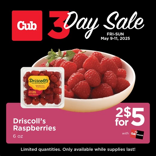 43 reactions | From 2 for $5 Driscoll’s raspberries and $4.99 iced cake donuts, to 2 for $10 Dove chocolate and beautiful Mother’s Day flowers, Cub has everything you need to celebrate her—on sale May 9–11 only! | Cub | Facebook