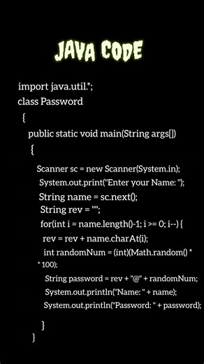 Java Reverse Password Generator 🔐 | Beginner Java Project #shorts#java #coding