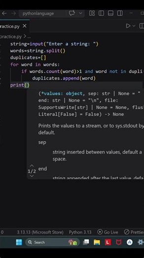 78 Python Program to display the duplicate words