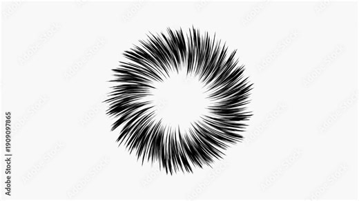 Circle audio waves looping animation on white background. Circular interface- Black line audio wave visualization. Sketch of musical soundtrack. Digital simple equalizer- Circular sound waves motion.