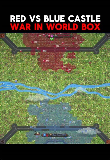 Red Vs Blue Castle War in World Box: A Sandbox Battle