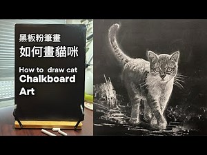 【 Demonstration 】 Chalkboard Chalk Drawing Realistic Drawing of animals | How to draw a cat