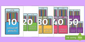Counting in 10s on Coloured Pencils Display Posters