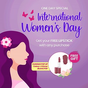Empower yourself with our International Women's Day sale! ♀️🫶 Get your FREE Clinique POP LIP Colour Prime with any purchase today! 💄 Add to cart now ✨ https://www.my.bestbuy-world.com/ | Best Buy World Malaysia Beauty