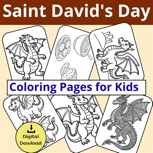 Saint David's Day Welsh Dragon Coloring Pages – Celtic & Traditional Designs (digital Download) - Etsy