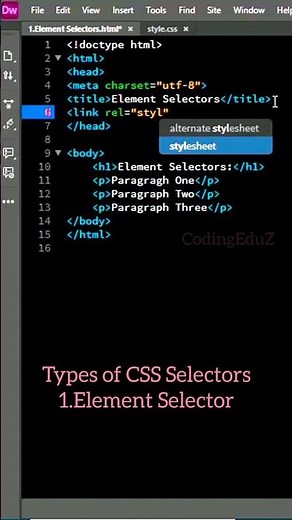 Types of CSS Selectors | Element Selector | CSS #css3 #css #coding