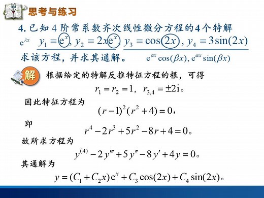 高等数学精讲：详细讲解高阶常系数（非）齐次线性微分方程的求解方法及过程，内容丰富，条理清晰，通俗易懂。