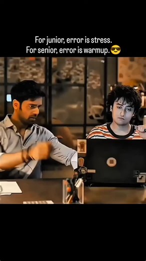 Coding | Developers Community | 50k 🎯 on Instagram: "For junior, error is stress. For senior, error is warmup.😎 . . . #coding #software #developers"