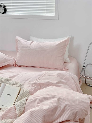 Pink/grey/blue/yellow Striped Bedding Set Customized Duvet Cover Pillowcases Striped Bed Cover Twin Full Queen King Cotton Bedding Gift - Etsy