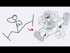 How to draw Monkey D. Luffy Full Body out of Stick Man | Easy Step by Step