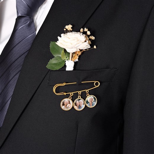 Groom Wedding Lapel Pin, Custom Photo Lapel Pin, Boutonniere Photo Charm, Memorial Photo Charm, Wedding Keepsake for Groom Gift - Etsy