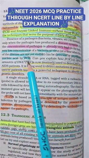 44-UNIT-9 BIOTECHNOLOGY QUES PRACTICE THROUGH NCERT LINE BY LINE#NEET26#DREAM AIIMS DELHI MOTIVATION