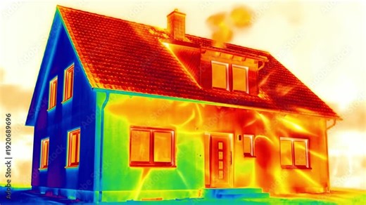 Thermal Imaging Analysis of a Residential Building Exterior Revealing Heat Loss and Energy Inefficiency