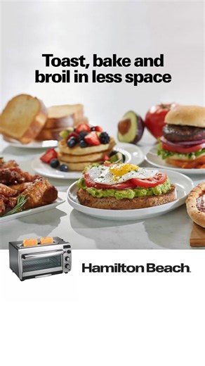 Compact design, full mealtime versatility. From toast to pizza, this 2-in-1 oven does it all. | Hamilton Beach | Facebook