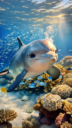 Playful Baby Dolphin Dolly Swimming in Coral Reef 🐬🌊 | Relaxing Ocean | World of Cute Things Float into calm with Dolly the baby dolphin as she glides through a colorful coral reef 🌊🐬 Gentle ocean light, drifting fish, and peaceful underwater motion create a soothing moment to slow your day. Dolphins are known for their intelligence, curiosity, and playful nature, and watching them swim can feel instantly calming. This relaxing ocean short is perfect for stress relief, peaceful vibes, and na