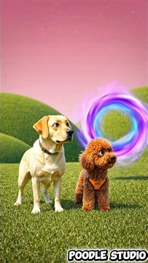 Poodle & Lab Lost in Cartoon World 😵‍💫 #poodle #labrador #shorts