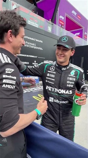 How about THAT for a Quali! Front row start tomorrow 👊 #mercedesf1 #georgerussell #f1shorts