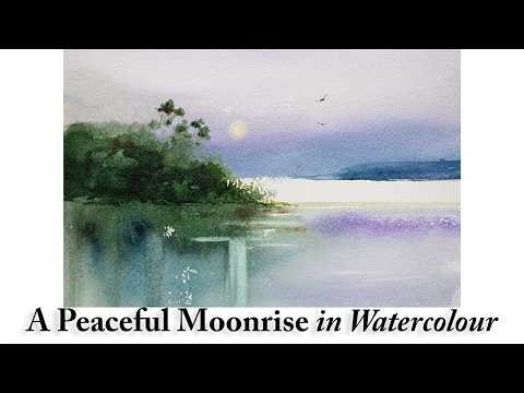 How to Paint a Moonrise in Watercolour | Landscape Painting Demonstration in Loose Style
