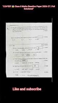LEA*ED? 😱 Class 8 Maths Baseline Paper 2026-27Full Solutions!" #viral #viralvideo #baselinetest2026