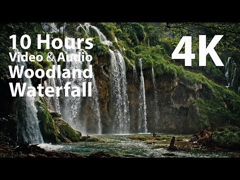 4K UHD 10 hours - Woodland Waterfall - mindfulness, ambience, relaxing, meditation, nature