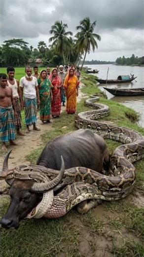 😱 Giant Python Swallows a Full-Grown Buffalo Alive in Bangladeshi Village! #shorts