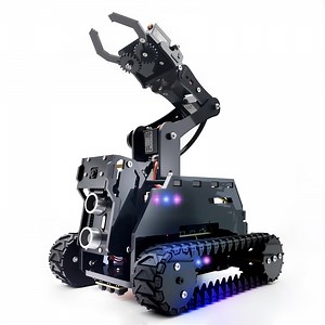 Adeept RaspTank Smart Robot Car Kit for Raspberry Pi 5/4/3B/3B (Board Not Included), Tank Tracked Robot with 4-DOF Robotic Arm, OpenCV, Obstacle Avoidance, Line Tracking, USB-C Charging, with Digital Tutorials