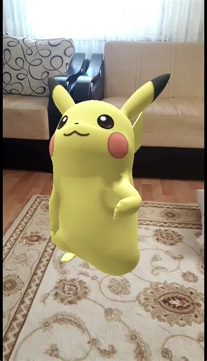 3D Animated Pikachu Character Loop in Living Room