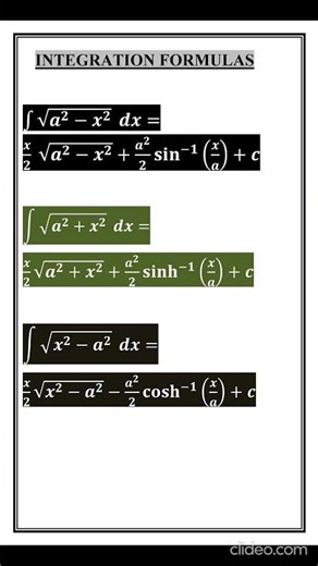 INTEGRATION FORMULAS