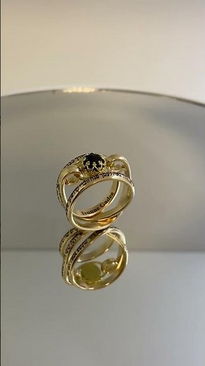Gold Filled Onyx Ana Bekoach Kabbalah Hebrew Engraved Ring