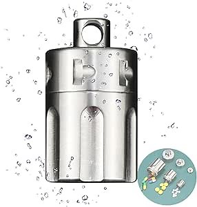 Titanium Pill Fob Necklace, Mini Waterproof Pill Case, Outdoor EDC Pill Bottle, Emergency Aspirin Nitro Holder, Survival Pill Container Capsule for Travel Purse or Pocket