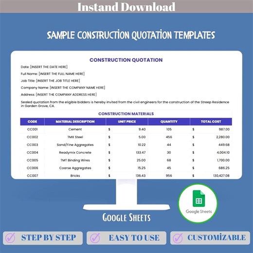 Construction Quotation Template for Small Business, Google Sheets Tool to Create Itemized Quotes, Labor Costs and Project Estimates - Etsy Australia