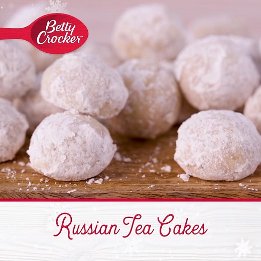 Whether you call them Russian tea cakes, Mexican wedding cookies or snowballs, there’s no denying that they’re essential to bake during the holidays. Make this recipe and you’ll be part of a legacy of bakers who have made Russian Tea Cakes one of the most anticipated treats of the season. Get the recipe: https://www.bettycrocker.com/recipes/russian-tea-cakes/3af8664b-6c3e-4022-b686-cd961521e59b?utm_source=facebook&utm_medium=social_organic&utm_campaign=bettyplaylist?&mktgimp=goldmflr | Betty Cro