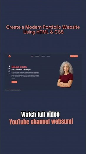 Create a Modern Portfolio Website Using HTML & CSS | Personal Portfolio Website Design Tutorial