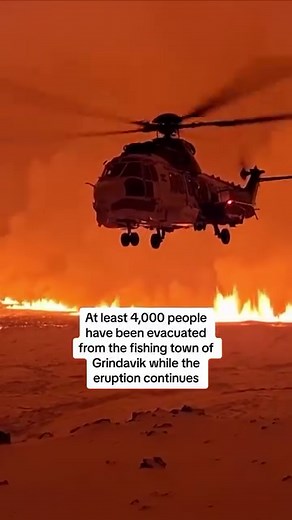 A coast guard helicopter flies over the erupting volcano in Iceland 🌋 #volcano #iceland #helicopter | Sky News