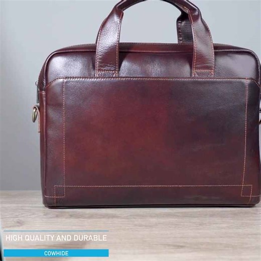 Accept Custom Logo Men Leather Business Briefcase 15 Inch Laptop Briefcase Genuine Leather Briefcase Office Bag for Men