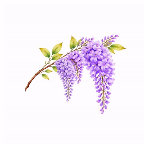 Purple Flower Branch Clipart, Watercolor Floral, Digital Download - Etsy