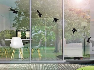 Sticker pour vitre anti-collision 5 oiseaux noirs