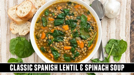 Classic Spanish lentil & spinach soup – heart-healthy one-pan recipe