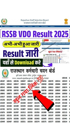 जारी हुआ लिंक rajasthan vdo result 2025 | rajasthan vdo result 2025 link | rajasthan vdo Cut off