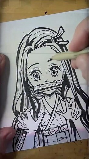 How to Draw Anime Nezuko Kamado Demon Slayer 6 #anime #art #drawing #ink #draw #drawingtutorial