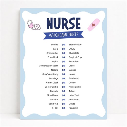 Nurse Which Came First Game, Fun Nurse Game for Medical Party, Nurse Party Trivia Quiz, Nurse Week Activity, Retirement Nurse Medical Game - Etsy