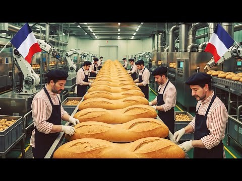 How MILLIONS of French Baguettes Are Made Every Day "🇫🇷"🥖 (Full Factory Tour — Satisfying Process)