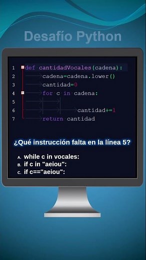Desafío Python: ¿qué instrucción falta?