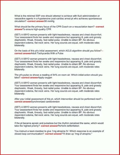 Acls Actual Exam With Correct Questions And Answers video