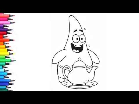 Patrick Star from SpongeBob SquarePants Drawing, Painting & Colouring for Kids and Toddlers_ Child