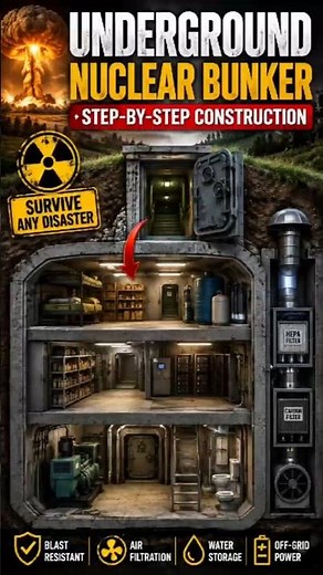 Underground Nuclear Bunker Construction | Step-by-Step Fallout Shelter Build #engineering #neuclear