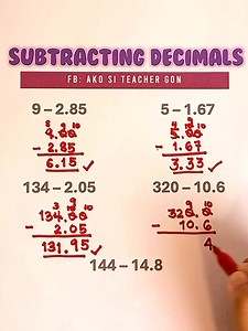 77K views · 1K reactions | Subtracting Decimals!! #mathtrick #mathshortcuts #mathchallenge #basicmath #mathematics #MathTutor #teachergon #math #mathreview #subtraction #decimals #wholenumbers | Ako si Teacher Gon | Facebook